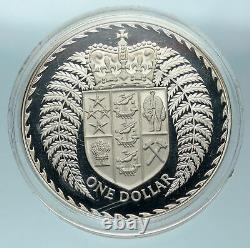 1979 NEW ZEALAND Modified Portrait OLD Queen Elizabeth II Silver $1 Coin i84374