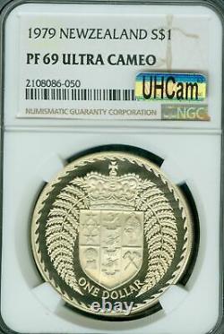 1979 NEW ZEALAND SILVER DOLLAR NGC PF69 MAC UHCam 2ND FINEST SPOTLESS