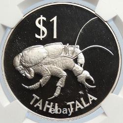 1980 TOKELAU ISLANDS Genuine COCONUT CRAB Old Proof Silver $1 Coin NGC i105767