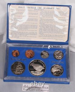 1982 New Zealand (7) Coin Proof Set withTakahe $1 Orig Blue wallet & COA