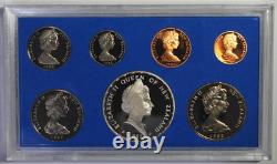 1982 New Zealand (7) Coin Proof Set withTakahe $1 Orig Blue wallet & COA
