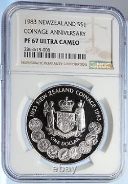 1983 NEW ZEALAND Queen Elizabeth II COINAGE ANN Proof Silver $1 Coin NGC i105640