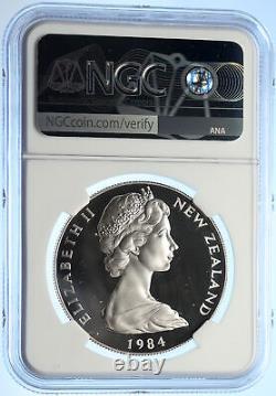 1984 NEW ZEALAND Queen Elizabeth II BLACK ROBIN Proof Silver $1 Coin NGC i106567