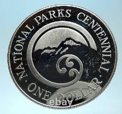 1987 NEW ZEALAND Queen Elizabeth II National Parks Genuine Silver $1 Coin i77498