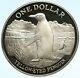 1988 New Zealand Elizabeth Ii Yellow-eyed Penguin Proof Silver $1 Coin I104047
