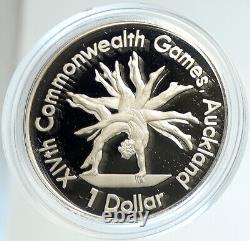 1989 NEW ZEALAND XIV 1990 Commonwealth Game GYMNAST Proof Silver $1 Coin i103136