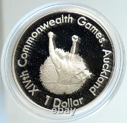 1989 NEW ZEALAND XIV 1990 Commonwealth Games RUNNER Proof Silver $1 Coin i103139