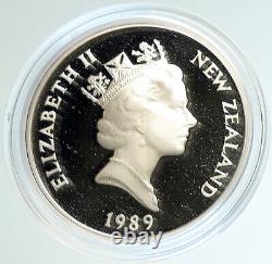 1989 NEW ZEALAND XIV 1990 Commonwealth Games RUNNER Proof Silver $1 Coin i103139