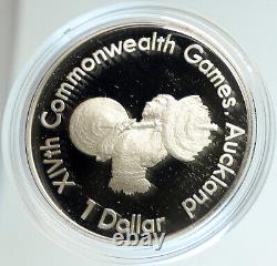 1989 NEW ZEALAND XIV 1990 Commonwealth WEIGHTLIFTING PRF Silver $1 Coin i103137