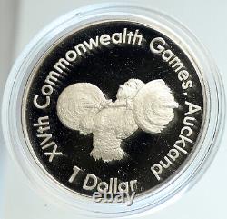 1989 NEW ZEALAND XIV 1990 Commonwealth WEIGHTLIFTING PRF Silver $1 Coin i103138