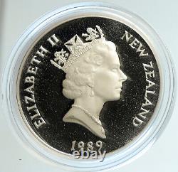 1989 NEW ZEALAND XIV 1990 Commonwealth WEIGHTLIFTING PRF Silver $1 Coin i103138