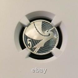 1990 New Zealand Silver 5 Cents S5s Kotuku Bird Ngc Pf 70 Ultra Cameo Perfection