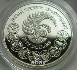 1992 New Zealand 5 Dollar Proof Coin Decimal Currency Silver Mintage only 8000