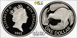 1992 New Zealand Dollar, Piedfort Ag, PCGS PR69DCAM