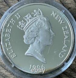 1996 New Zealand $5 Silver Proof Coin De Heemskerck Abel Tasman Box & COA Toned