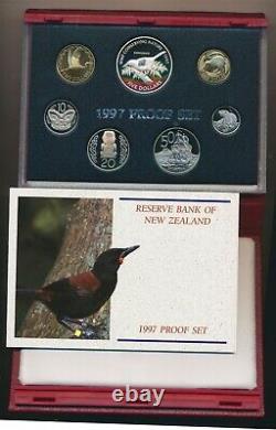 1997 NEW ZEALAND OFFICIAL PROOF SET (7) with SILVER SADDLEBACK $5 RARE