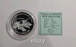 1997 New Zealand $5 Silver WWF Conserving Nature. 925 Proof Saddleback