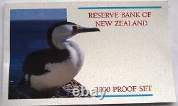 2000 NEW ZEALAND OFFICIAL PROOF SET (7) with SILVER PIED CORMORANT $5 -VERY RARE