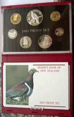 2001 NEW ZEALAND OFFICIAL PROOF SET (7) with SILVER KEREU $5 VERY RARE