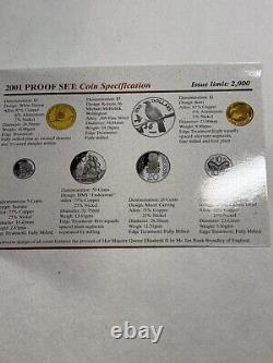 2001 New Zealand 7 Coins Proof Set