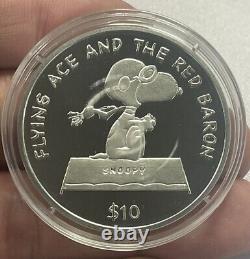 2001 Niue $10 Snoopy Red Baron Flying Ace 925 Silver Coin