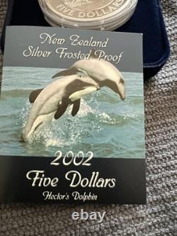 2002 New Zealand 5 Dollars Silver Proof Hector's Dolphin