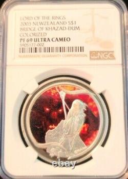 2003 New Zealand Silver 1 Dollar Lord Of The Rings Ngc Pf 69 Ultra Cameo Scarce
