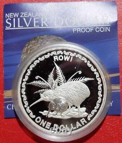 2005 FINE 1oz SILVER NEW ZEALAND ROWI KIWI BIRD $1 PROOF COIN/CASE, LOT#13