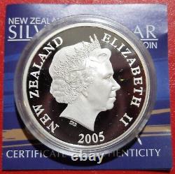 2005 FINE 1oz SILVER NEW ZEALAND ROWI KIWI BIRD $1 PROOF COIN/CASE, LOT#13