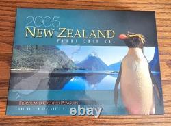 2005 New Zealand Proof Coin Set Silver Dollar Boxed COA