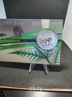 2005 New Zealand Rowi Kiwi 1 Oz. 999 Silver $1 Coin Rare