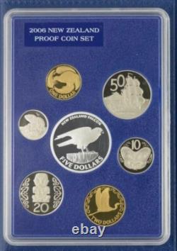 2006 NEW ZEALAND OFFICIAL PROOF SET (7) with SILVER FALCON $5 RARE