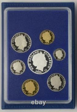 2006 NEW ZEALAND OFFICIAL PROOF SET (7) with SILVER FALCON $5 RARE