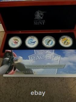 2006 New Zealand Mint 2$ 1930's Racers 4 X 1 Oz Fine Silver Proof