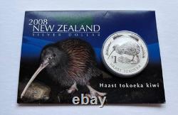 2008 New Zealand $1 Haast tokoeka Kiwi 1 oz. 999 Silver Uncirculated Seale