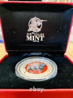 2009 Lunar Year of the Ox 1 oz Silver Colored Coin NEW ZEALAND MINT