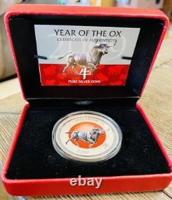 2009 Lunar Year of the Ox 1 oz Silver Colored Coin NEW ZEALAND MINT