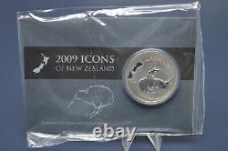 2009 New Zealand $1 Kiwi 1 oz Silver coin ON CARD