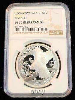 2009 New Zealand Silver 5 Dollar Kakapo Ngc Pf 70 Ultra Cameo Scarce Perfection