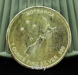 2010 New Zealand Silver Fern Aotearoa Art Round -1 Troy Oz. 999 Silver