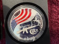 2010 Niue M16 Colt 5.56mm Colored Proof Coin 1oz. 999 Silver New Zealand Mint