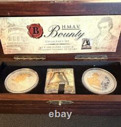2010 Pitcairn Islands H. M. A. V Bounty Collectors. 999 Silver 2 Coin & Stamp Set