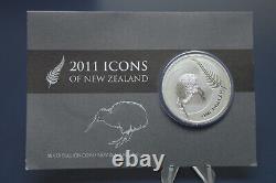 2011 New Zealand $1 Kiwi 1 oz Silver coin ON CARD