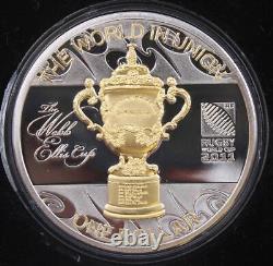 2011 New Zealand 1 oz Silver Proof Coin Rugby World Cup Webb Ellis Cup