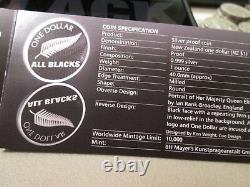 2011 New Zealand All Black $1 Silver 1 Oz Box And Coa