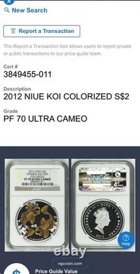 2012 1 oz Niue, 999 Silver Coin Chinese Koi Fish Colorized PF70UC 1 of 84 Mint