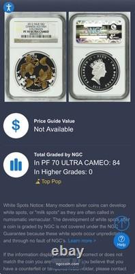 2012 1 oz Niue, 999 Silver Coin Chinese Koi Fish Colorized PF70UC 1 of 84 Mint