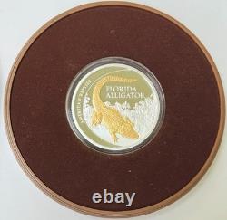 2012 Florida Alligator 1oz Silver Gold Gilded Coin New Zealand Mint