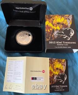 2012 New Zealand $1 Kiwi 1oz Proof Silver Color Packaging Only 5000 Minted