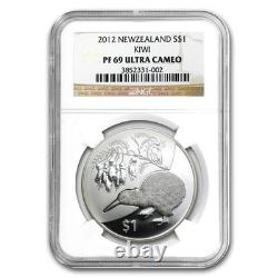 2012 New Zealand 1 oz Silver Treasures $1 Kiwi-Kowhai PF-69 NGC
